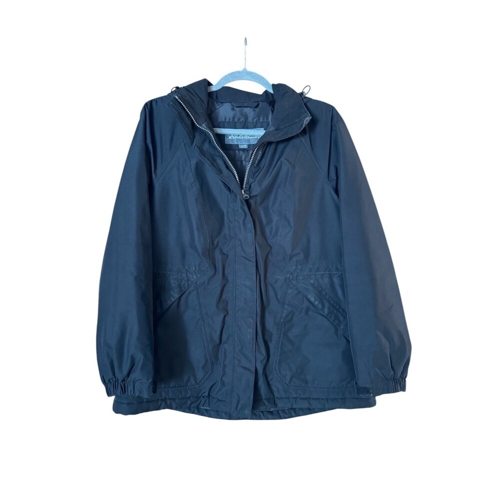 Eddie Bauer Black Zip-Up Coat Size Petite Medium Womens